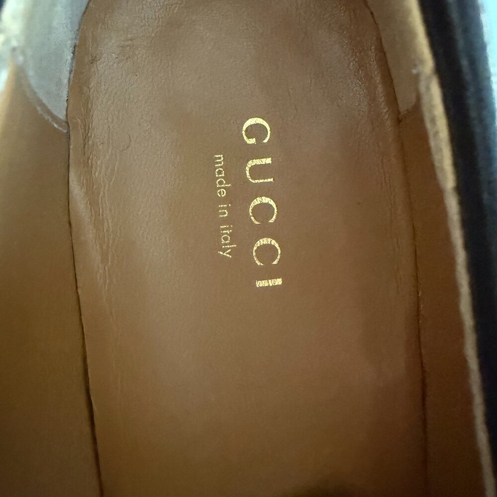 Gucci Beige GG Canvas Crystal-Embellished Horsebit Loafers - Picture 3 of 7